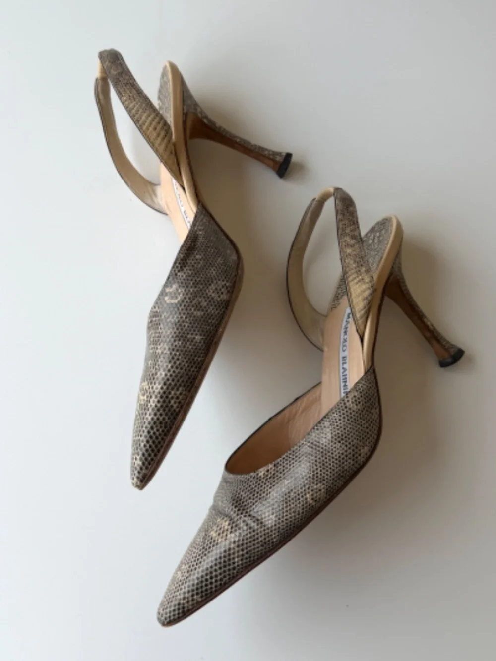 Vintage Manolo Blahnik exotic leather slingback, IT 37, approx. US 6.5–7